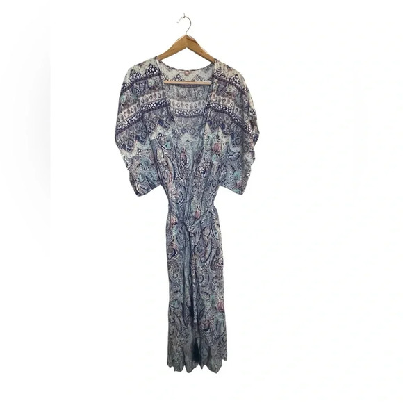 Victoria’s Secret Lightweight Navy Blue Paisley Robe With Tie & Tassels Small - Picture 1 of 9